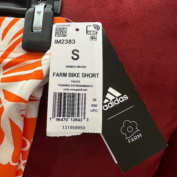 Farm Rio X Adidas Unity Orange Biker Shorts - Picture 6 of 8